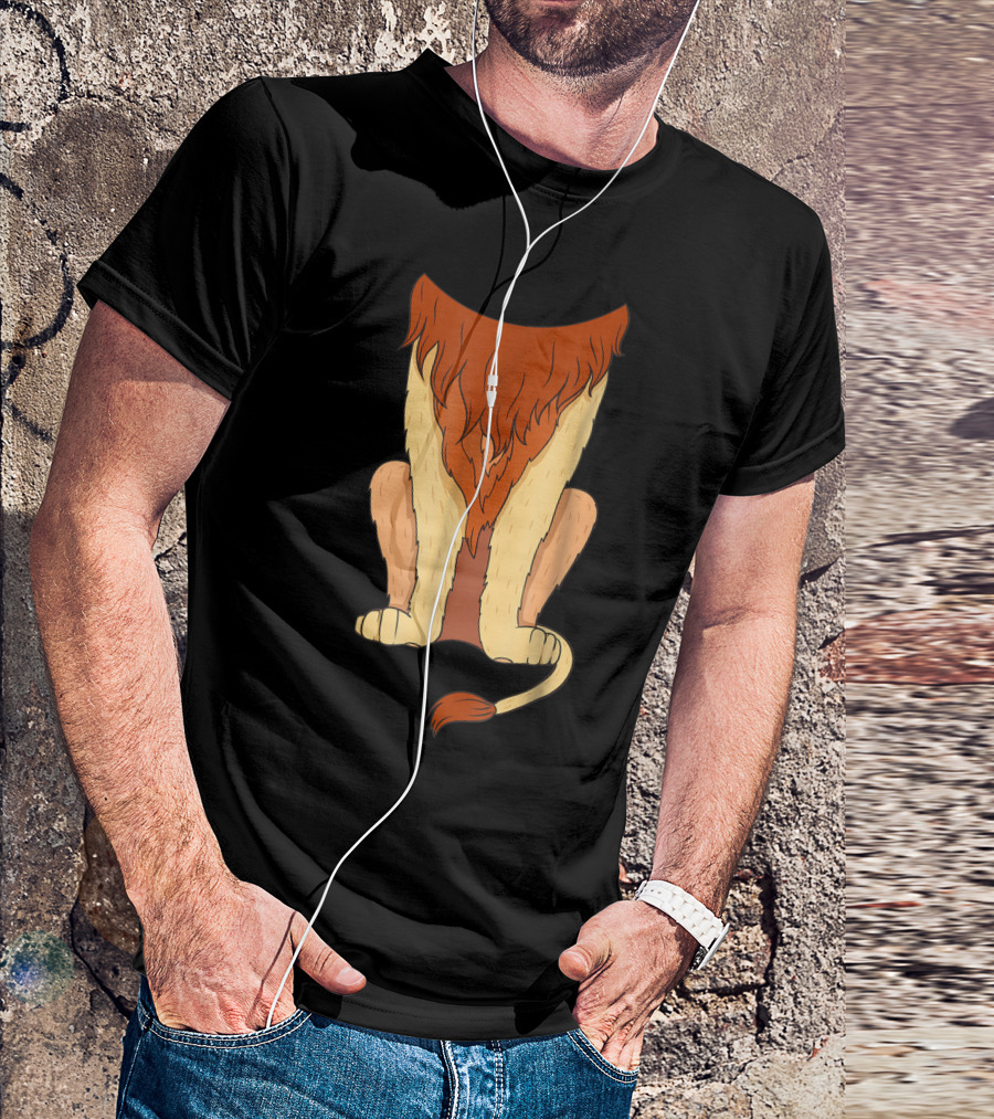 Halloween Lion Costume Animal Cosplay Mane Tail T-Shirt