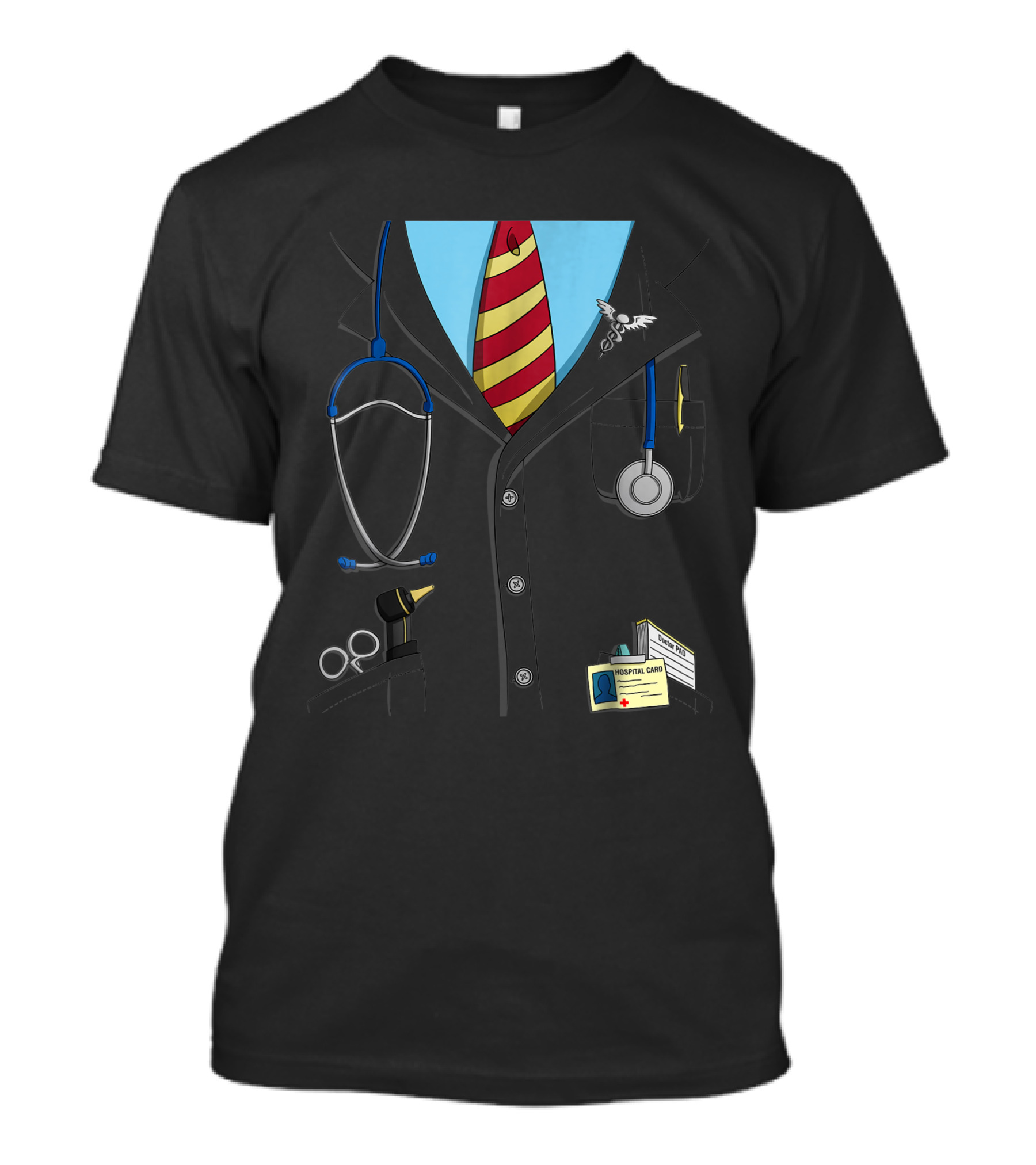 Funny Doctor Lab Coat Uniform With Stethoscope And Hospital Card T-Shirt