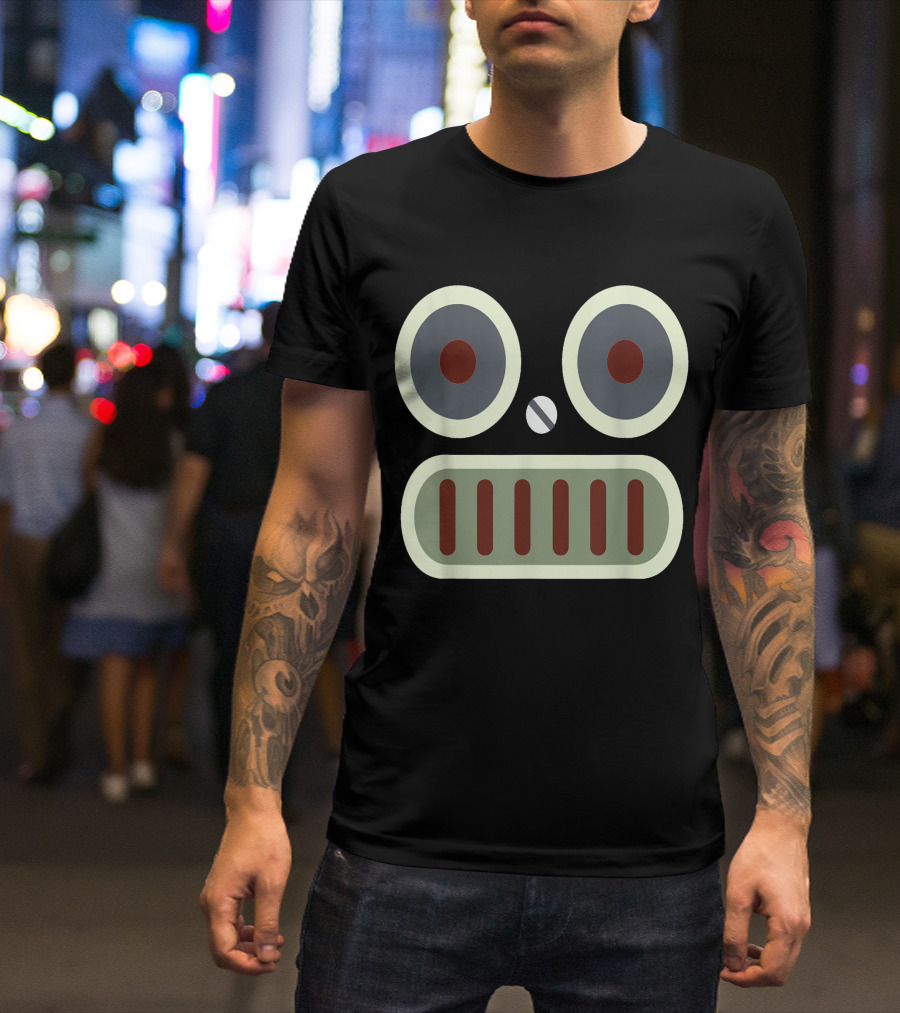Robot Face Halloween Simple Symmetrical Mask T-Shirt