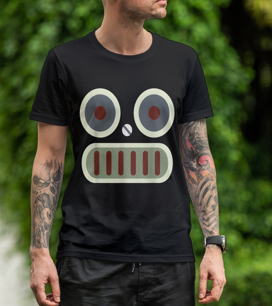 Robot Face Halloween Simple Symmetrical Mask T-Shirt