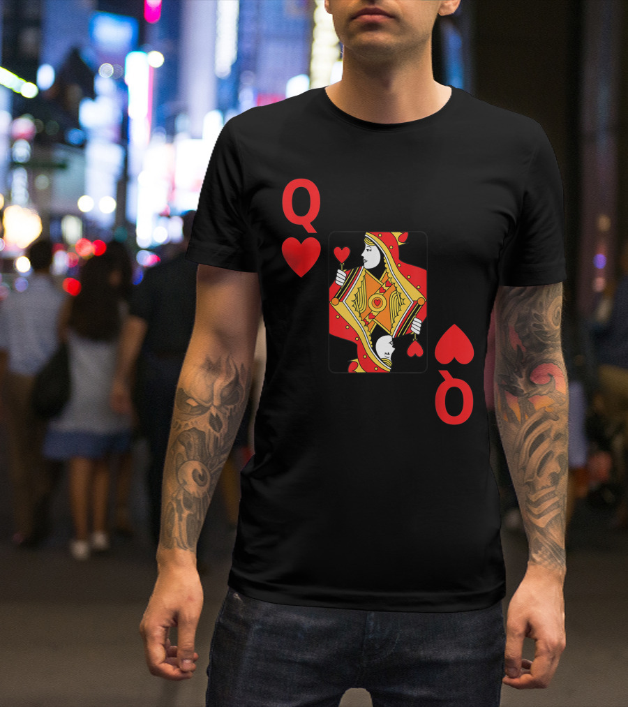 Queen Of Hearts Playing Card T-Shirt