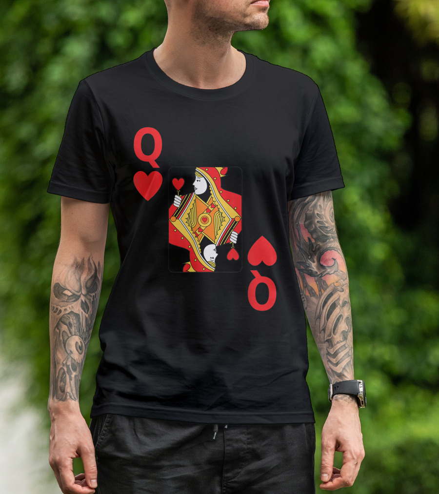 Queen Of Hearts Playing Card T-Shirt