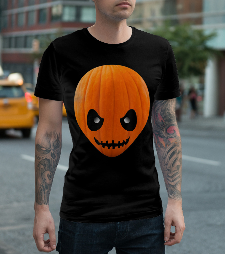 Alien Jackolantern Halloween Pumpkin Face T-Shirt