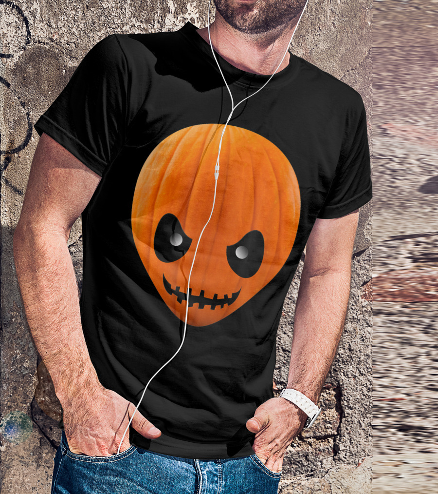 Alien Jackolantern Halloween Pumpkin Face T-Shirt