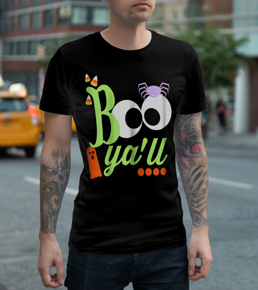 Boo Ya'll Fun Funny Southern Halloween Candy Corn Spider Ghost T-Shirt