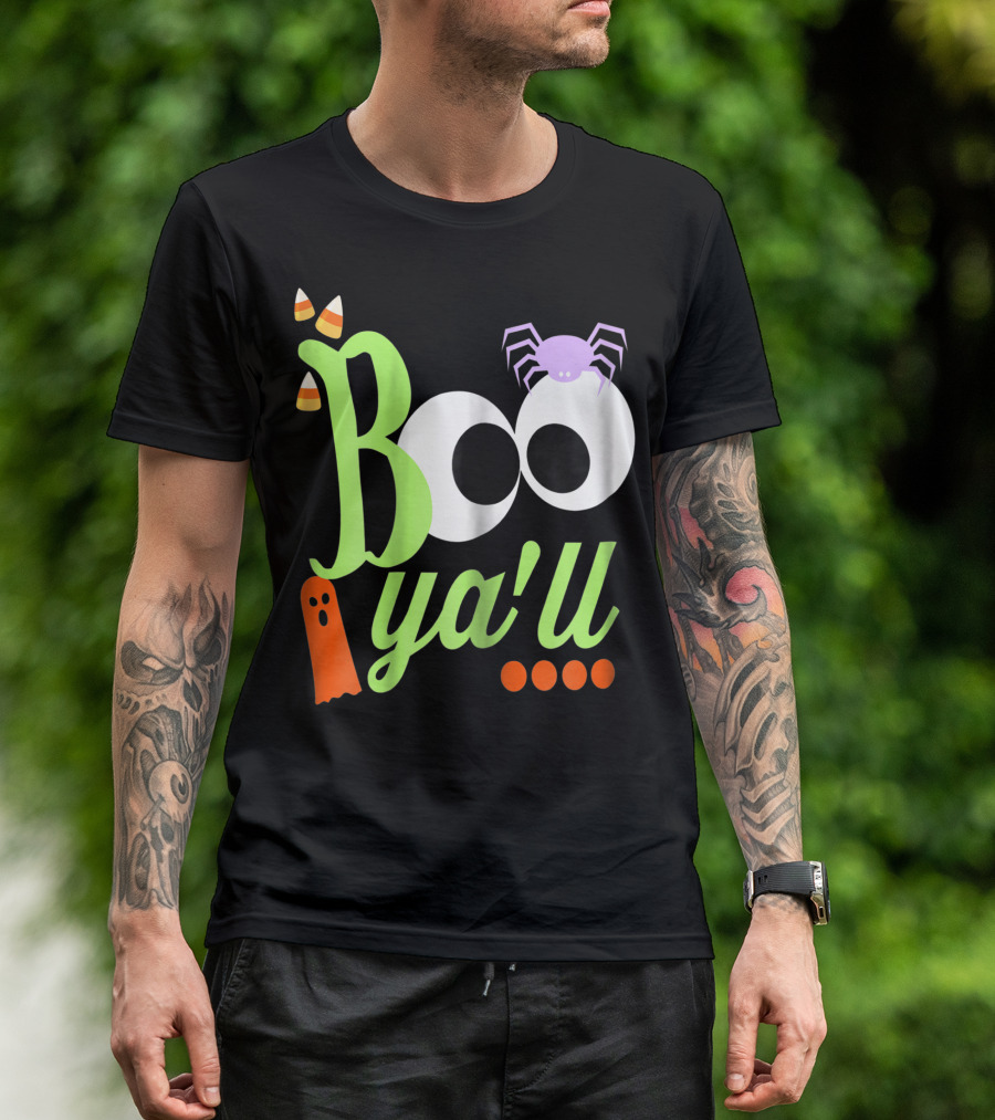 Boo Ya'll Fun Funny Southern Halloween Candy Corn Spider Ghost T-Shirt