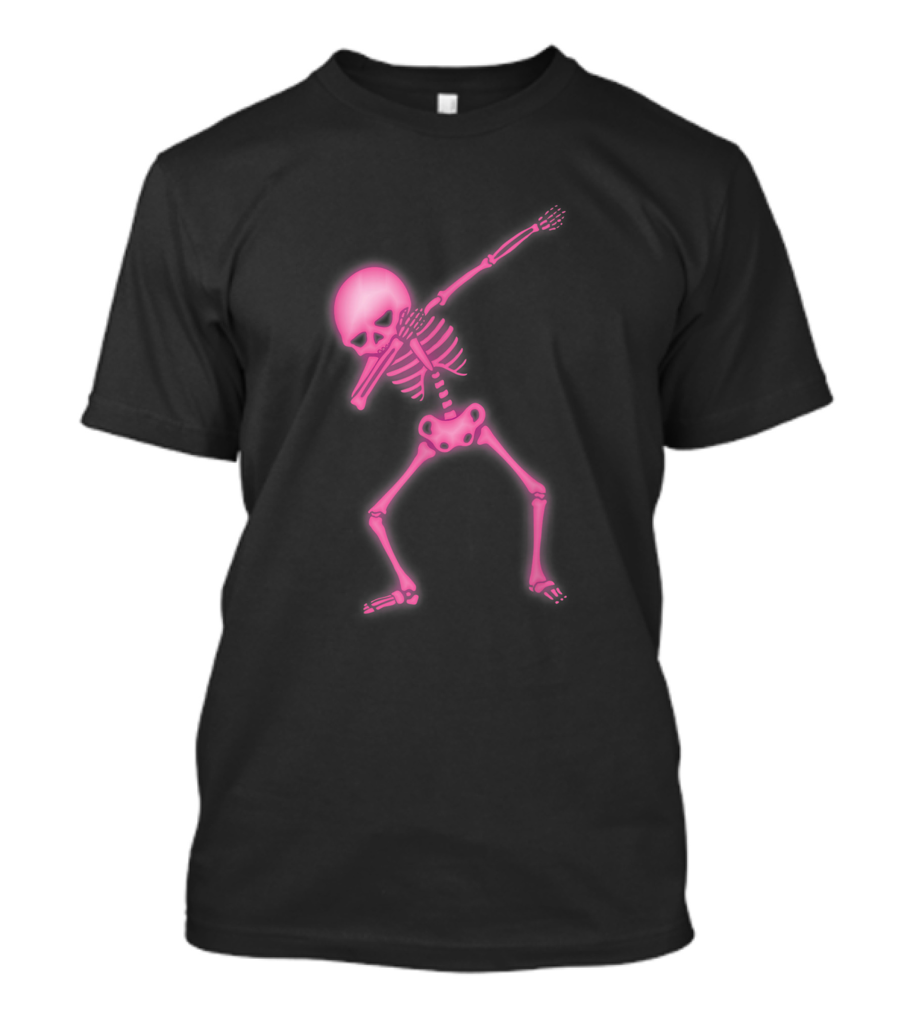 Dabbing Pink Skeleton Neon Glow T-Shirt