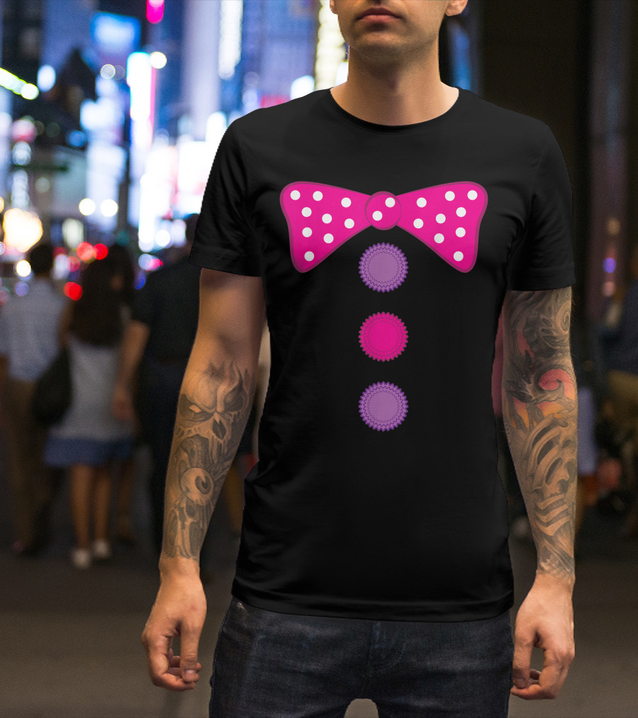 Polka Dot Clown Bow Tie And Buttons T-Shirt