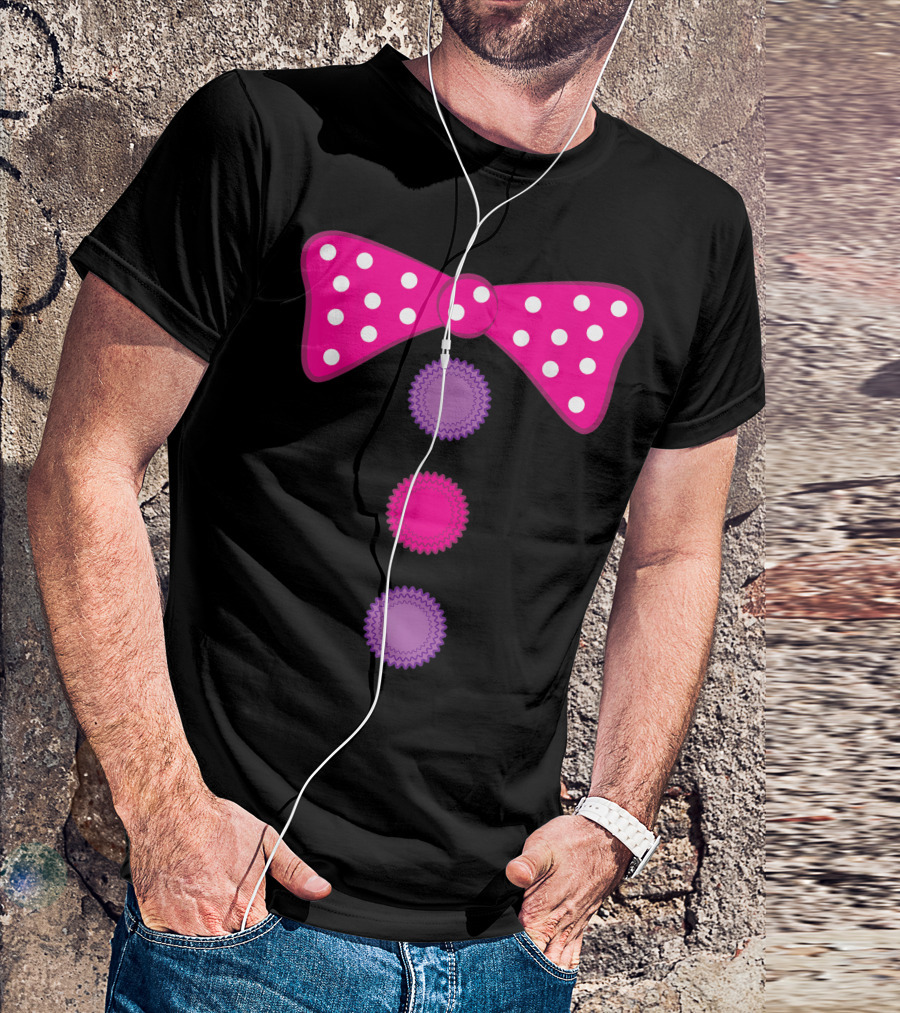 Polka Dot Clown Bow Tie And Buttons T-Shirt