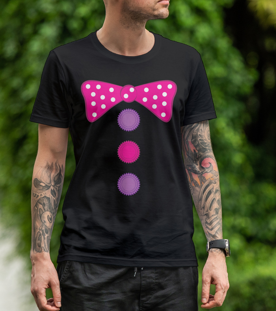 Polka Dot Clown Bow Tie And Buttons T-Shirt