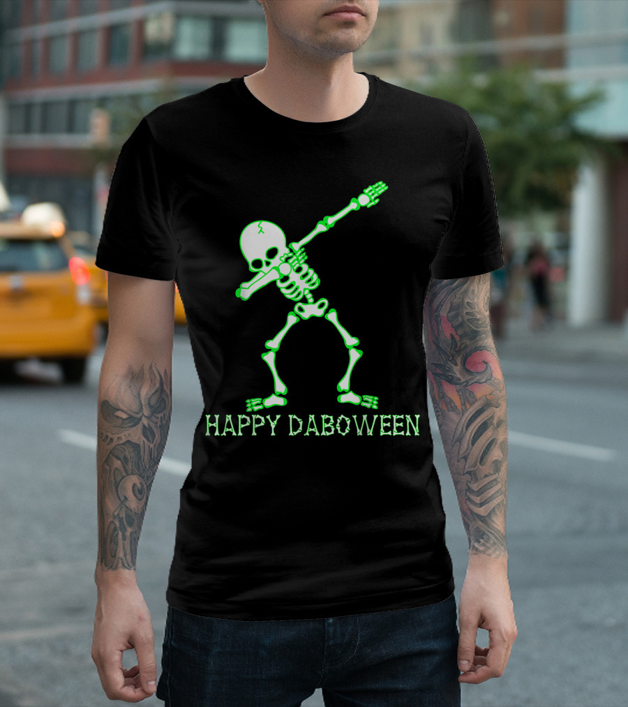 Happy Daboween Dabbing Skeleton Kids Bones Halloween T-Shirt