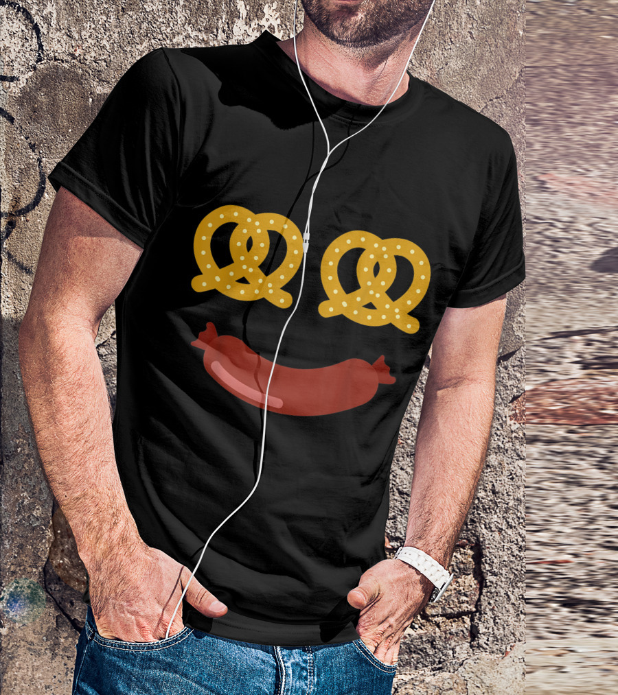 Oktoberfest Pretzel Sausage Costume Face T-Shirt