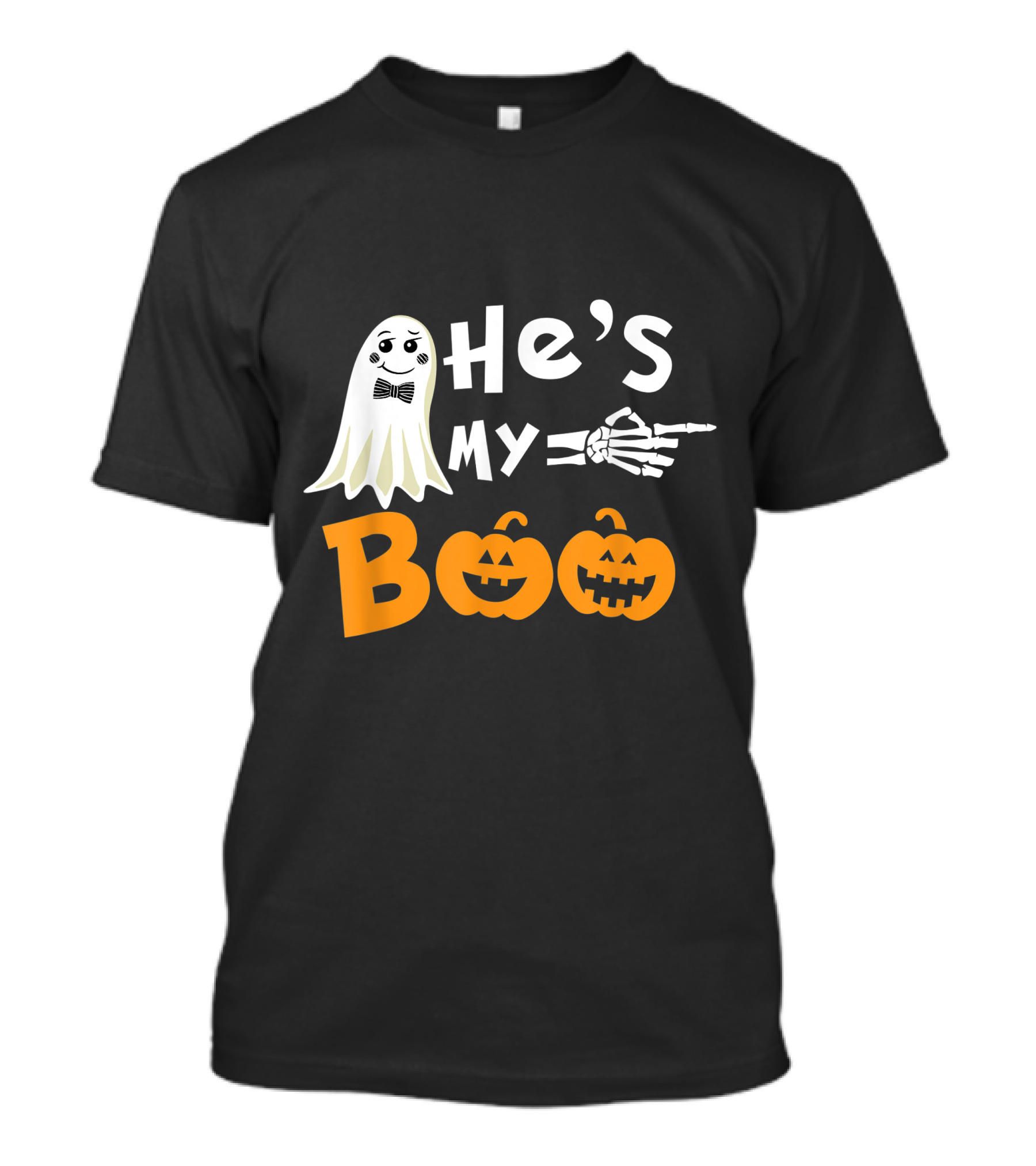 He's My Boo Ghost Skeleton Hand Pumpkin Halloween T-Shirt