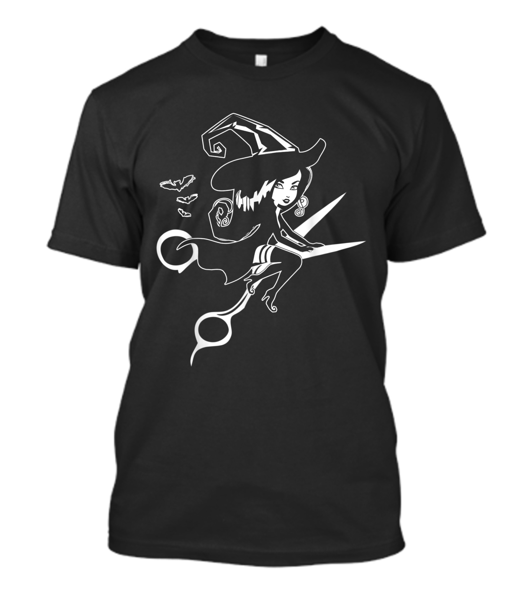 You Can't Scare Me I'm A Hairstylist Witch On Scissors With Bats T-Shirt