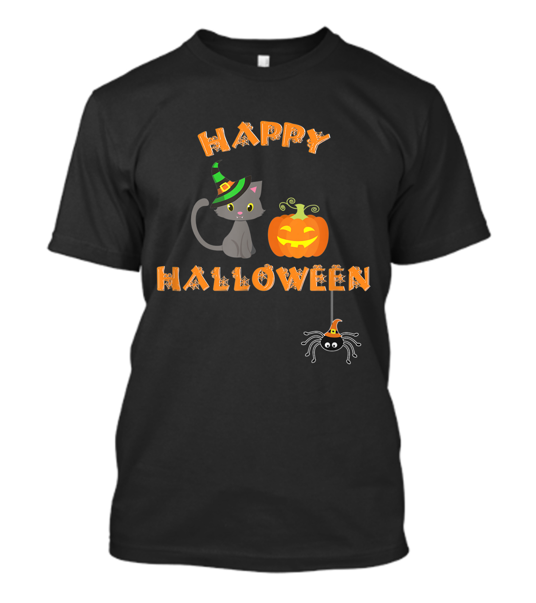 Happy Halloween Cat Pumpkin Spider T-Shirt