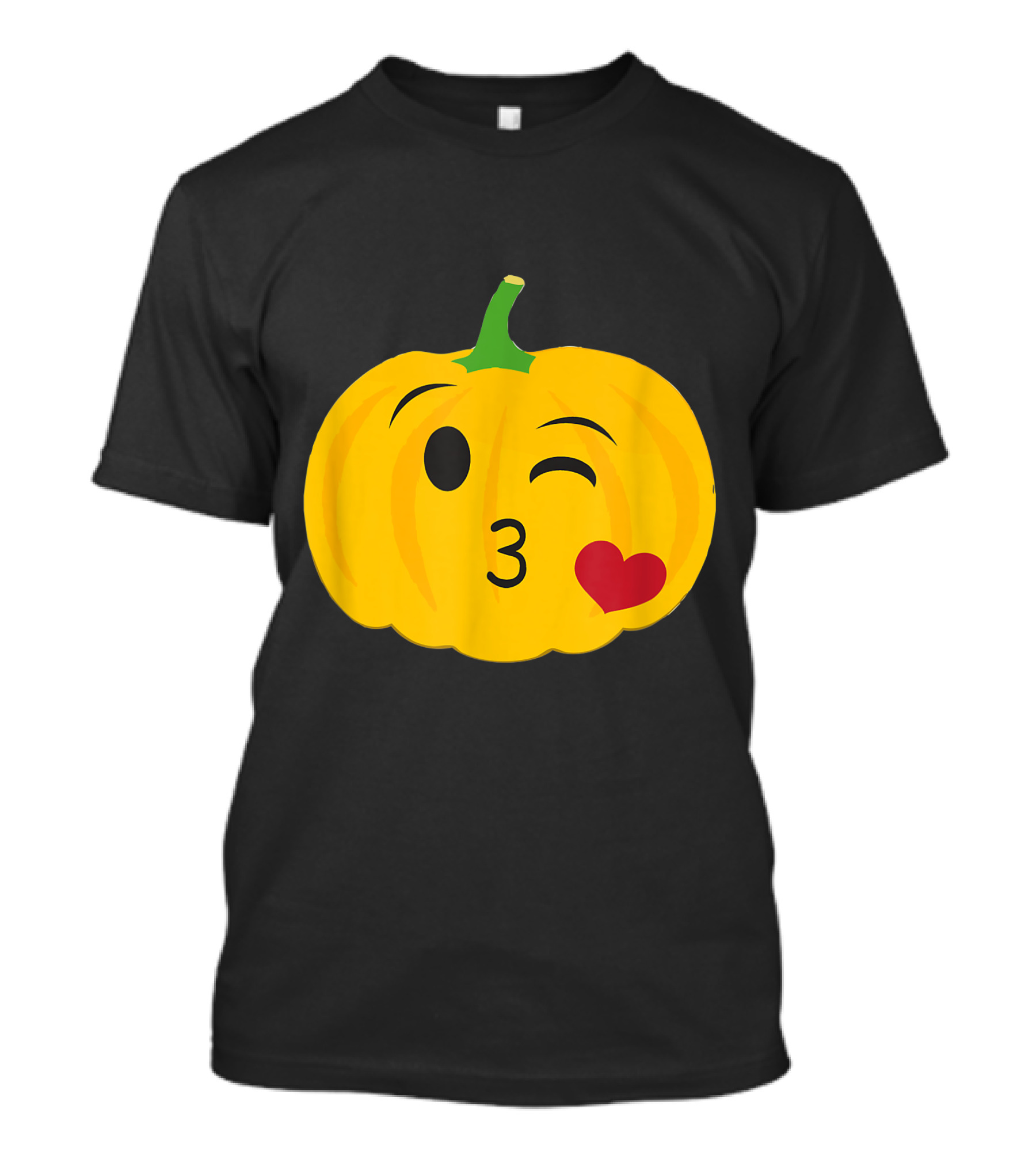 Pumpkin Emoji Heart Kiss Wink Face With Green Stem T-Shirt