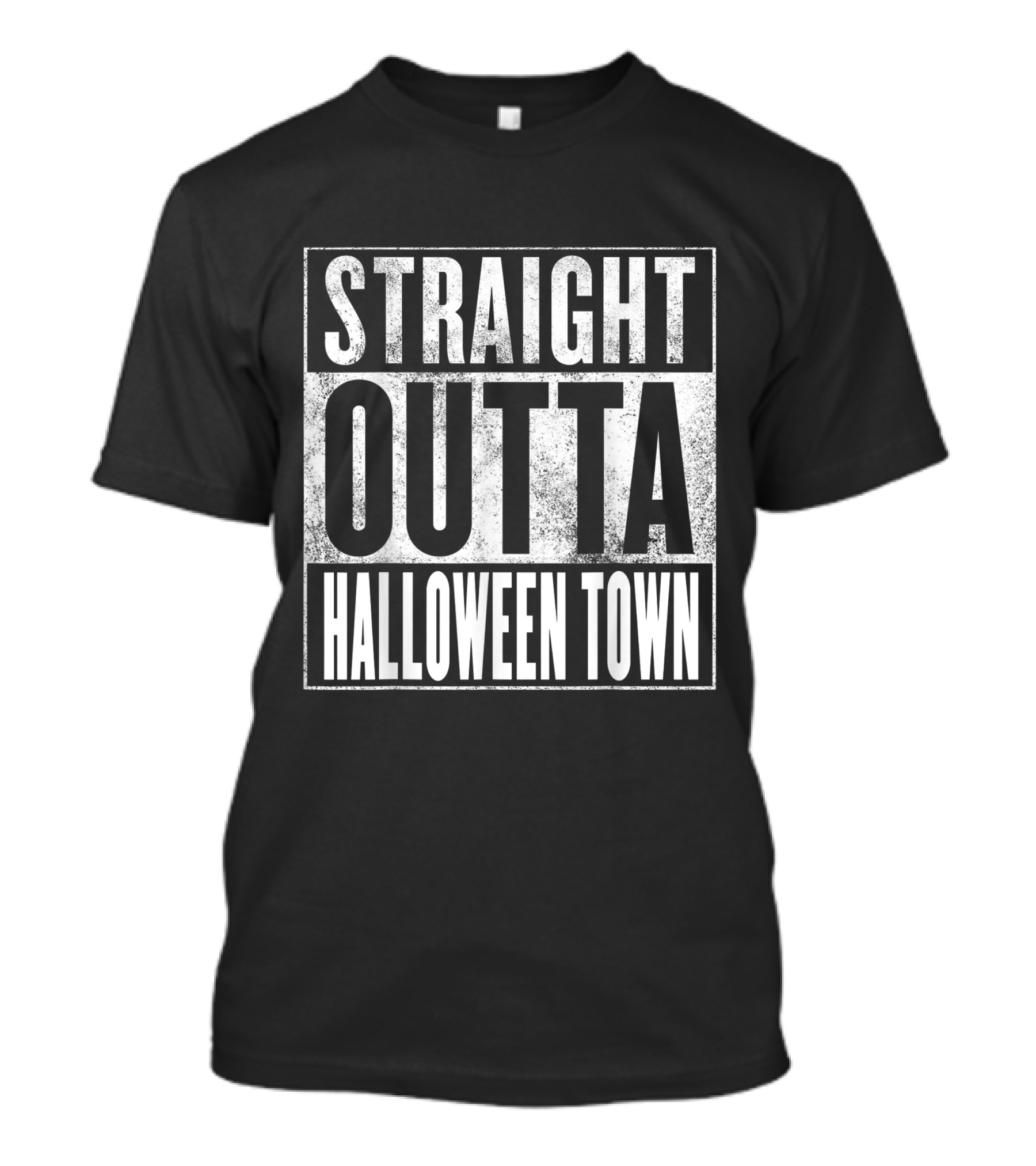 Halloween Town Straight Outta Halloween Town Black And White Block Text T-Shirt