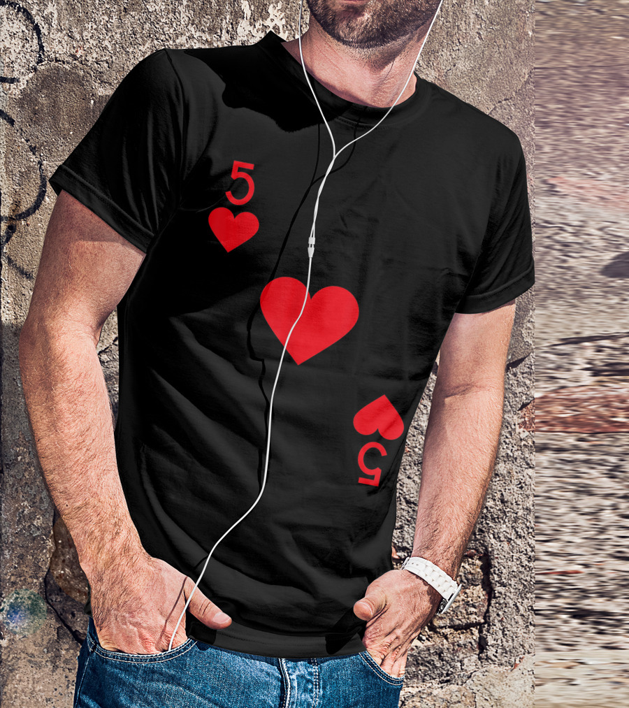 Five Of Hearts Playing Card Halloween Costume T-Shirt