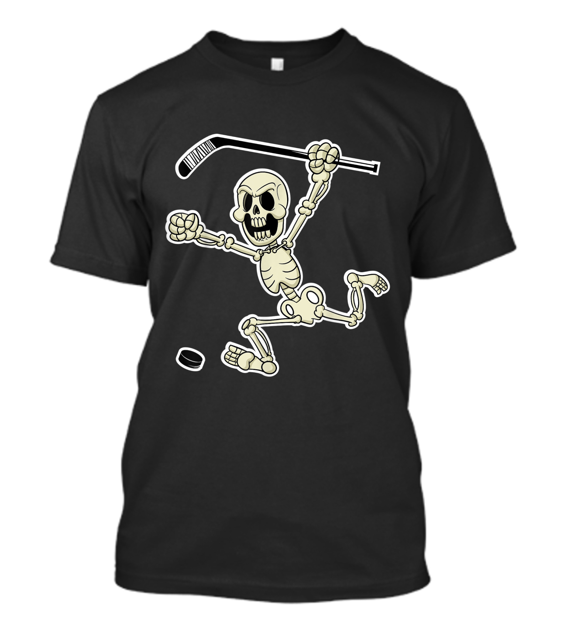 Skeleton Playing Hockey With Stick And Puck T-Shirt