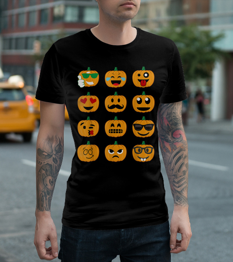 Emoji Faces on Pumpkins Halloween Fun T-Shirt