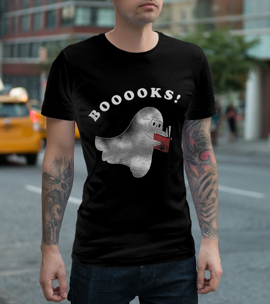 BOOOOKS Ghost Reading Glasses Red Book T-Shirt