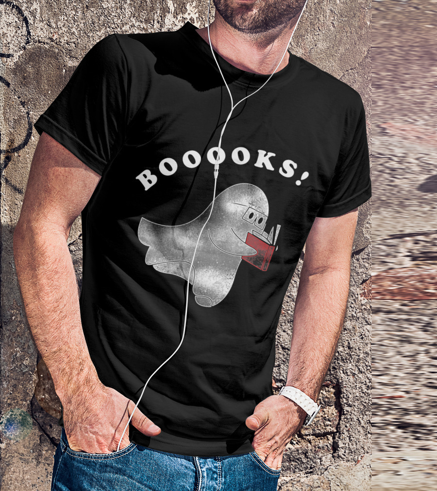 BOOOOKS Ghost Reading Glasses Red Book T-Shirt
