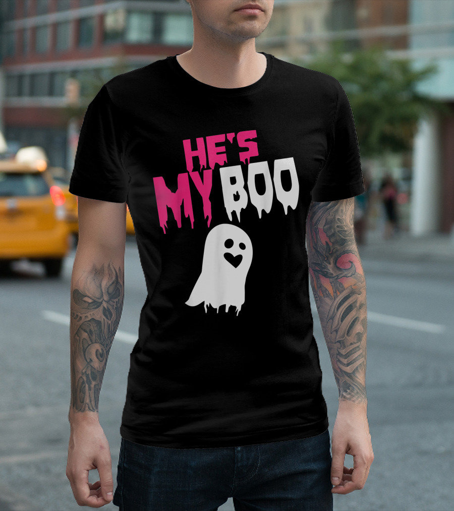 HE'S MY BOO Ghost Heart Eyes T-Shirt