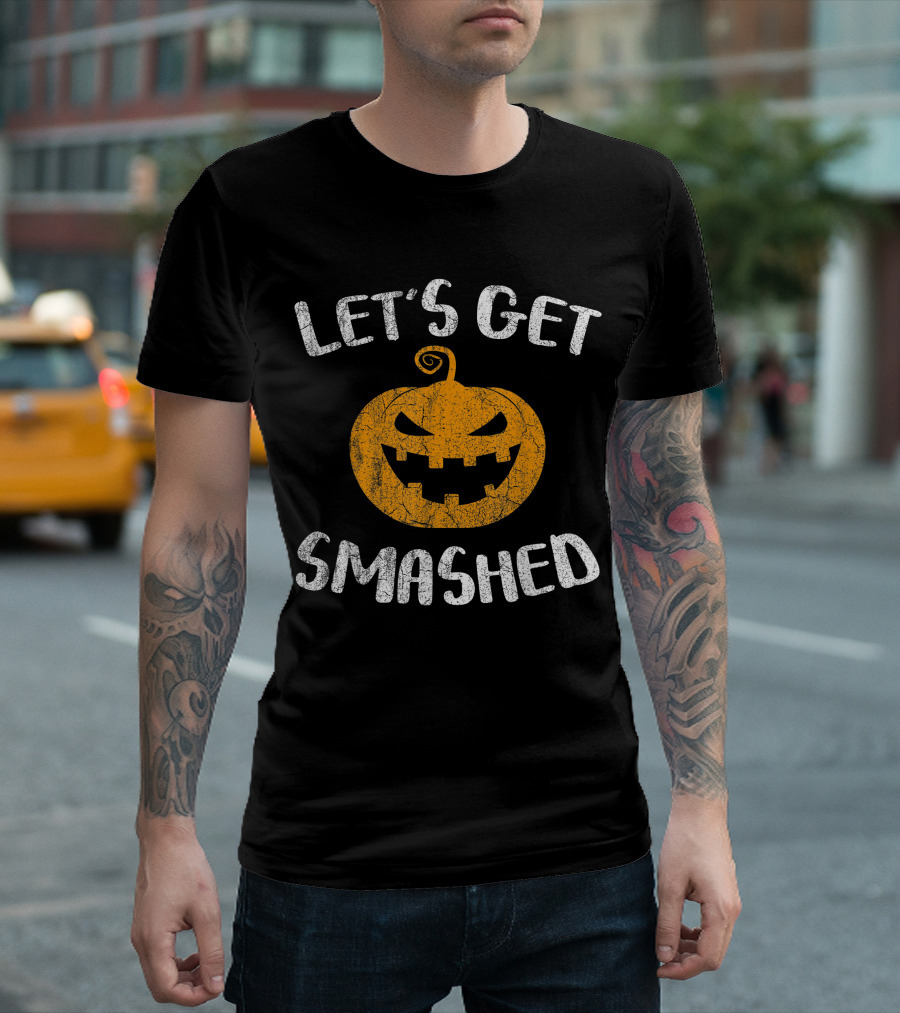 Let's Get Smashed Pumpkin Halloween Drinking T-Shirt