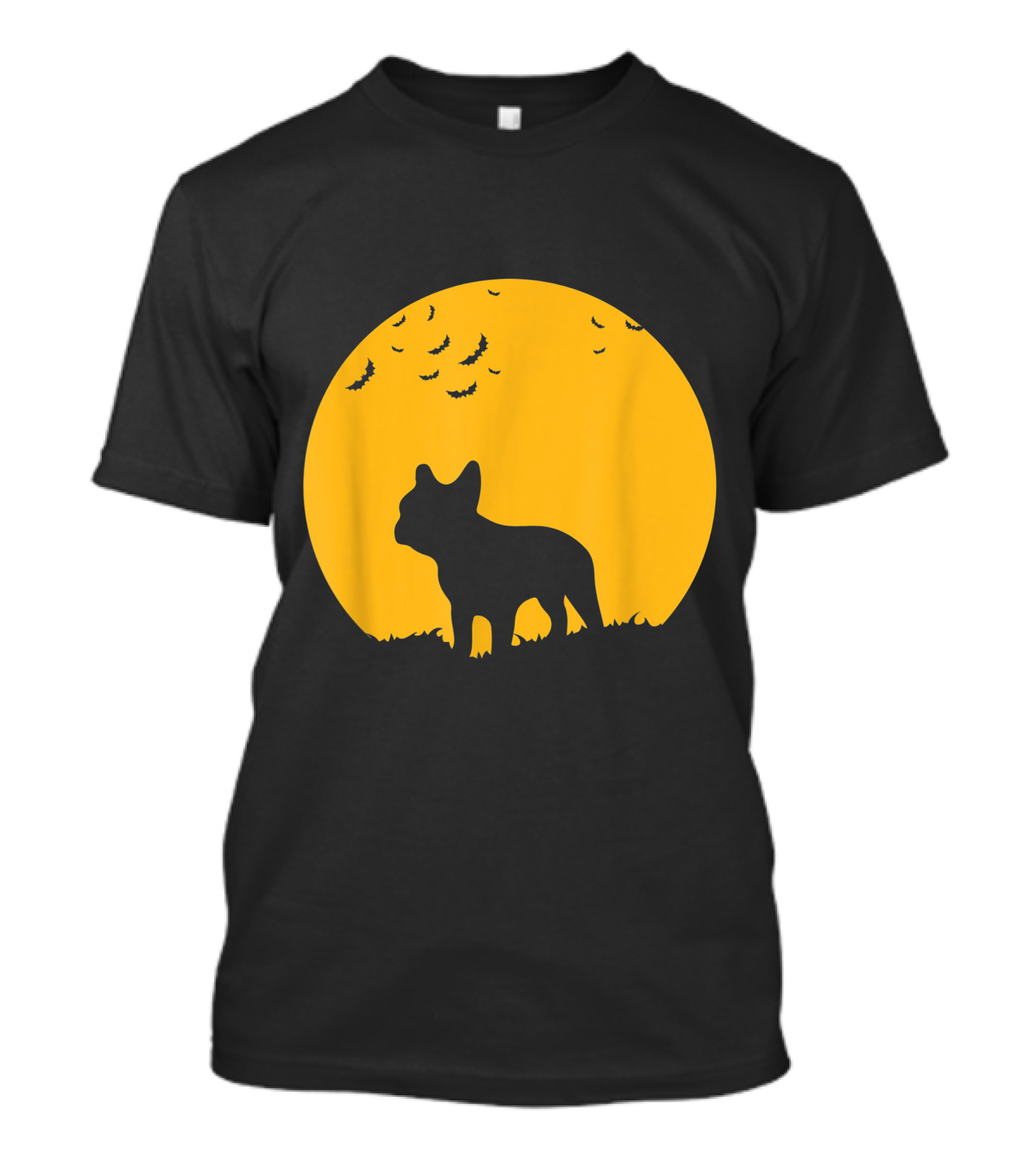 French Bulldog Silhouette Full Moon Halloween Bats T-Shirt