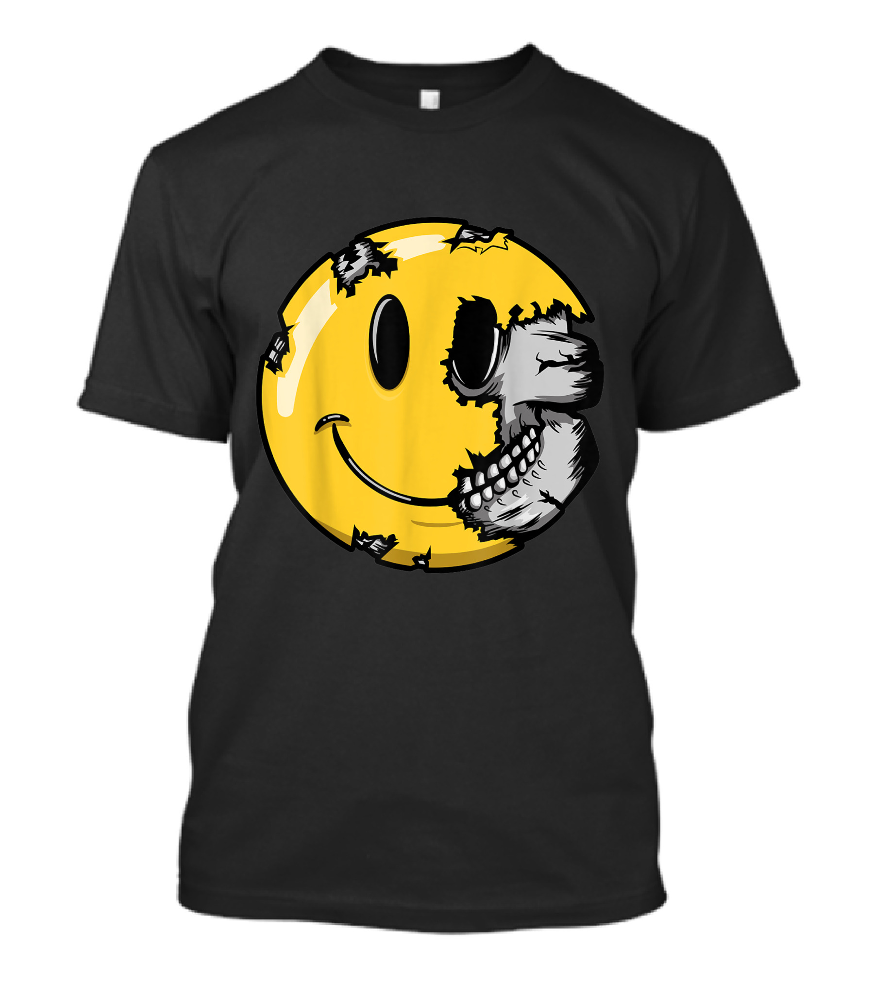 Halloween Scary Smiling Skull Smiley Face Skeleton T-Shirt