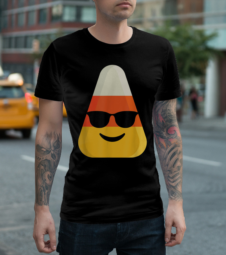 Candy Corn Emoji With Cool Sunglasses T-Shirt