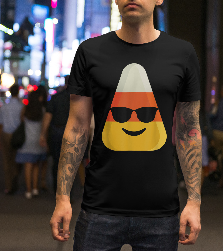 Candy Corn Emoji With Cool Sunglasses T-Shirt