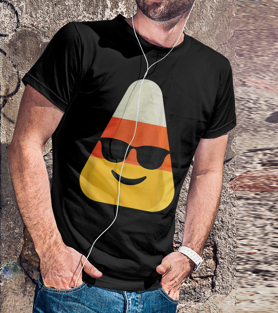 Candy Corn Emoji With Cool Sunglasses T-Shirt