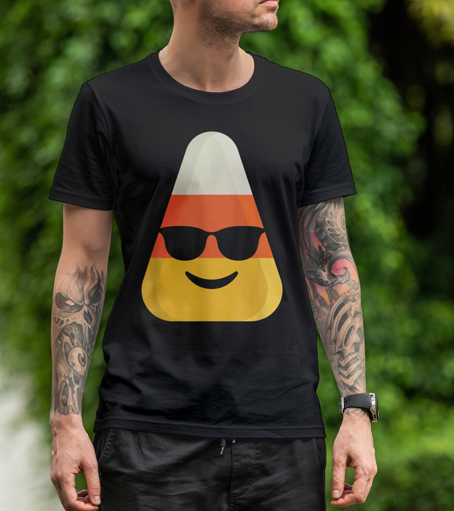 Candy Corn Emoji With Cool Sunglasses T-Shirt
