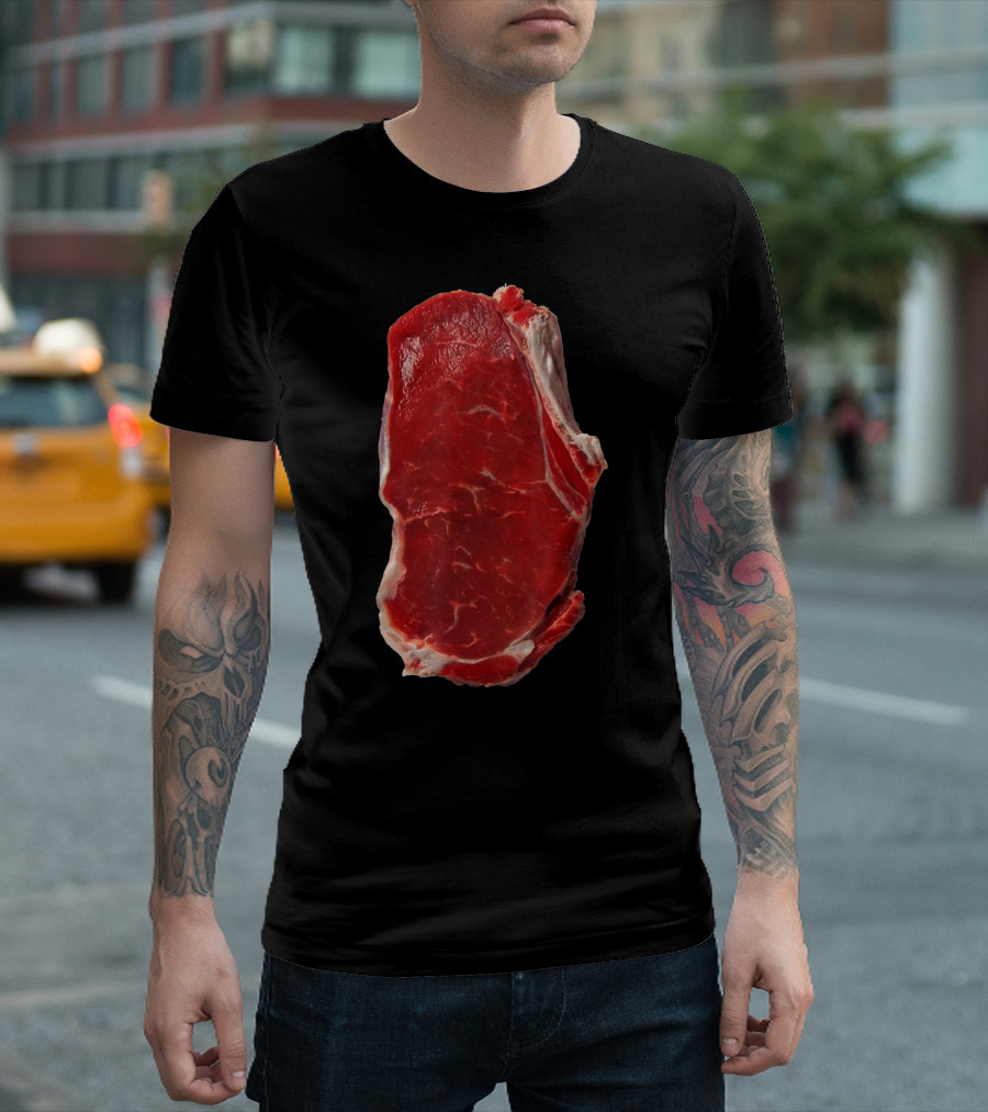 Piece Of Meat Red Raw Comical Halloween Steak T-Shirt