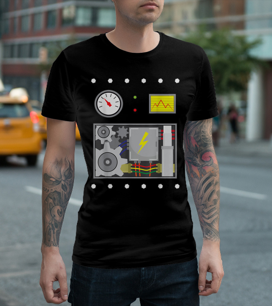 Robot Fans Costume with Gears and Lightning Halloween T-Shirt