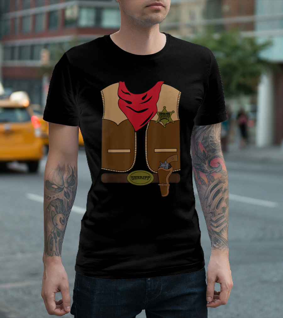 Sheriff Cowboy Vest With Bandana And Holster T-Shirt