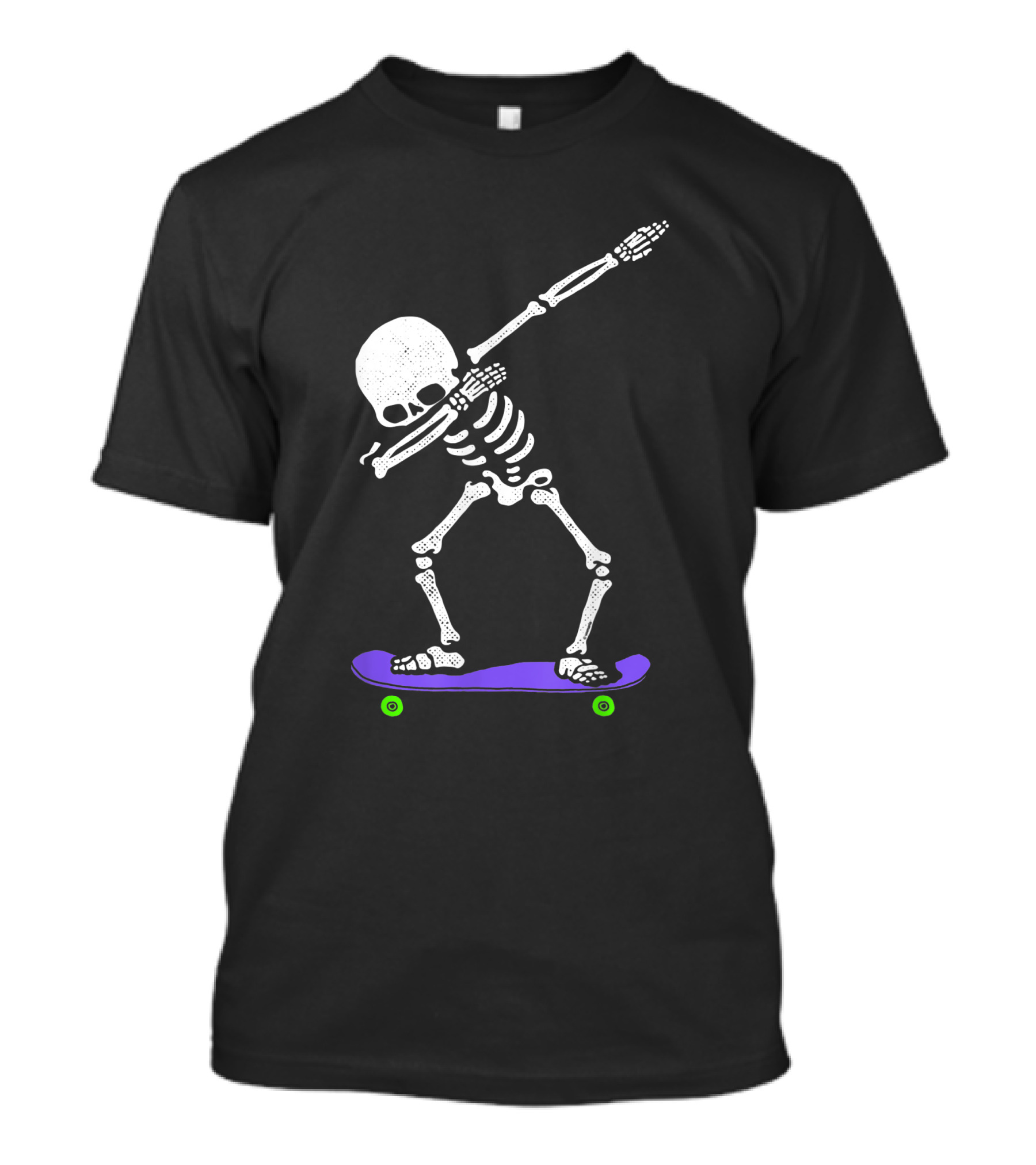 Halloween Skeleton Dabbing On Purple Skateboard T-Shirt