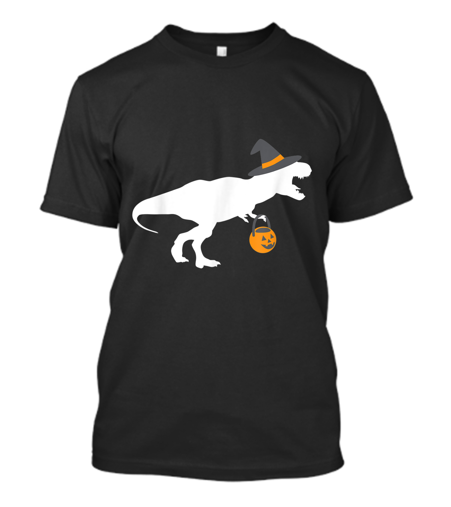 T Rex Witch Halloween Funny Kids Dinosaur Costume Pumpkin Bucket T-Shirt