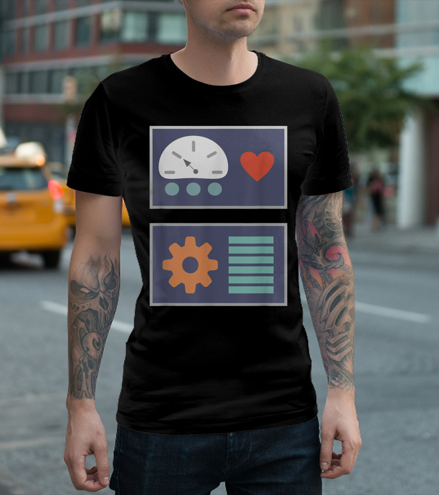 Robot Heart And Gear Dashboard Halloween Costume Dress Up T-Shirt