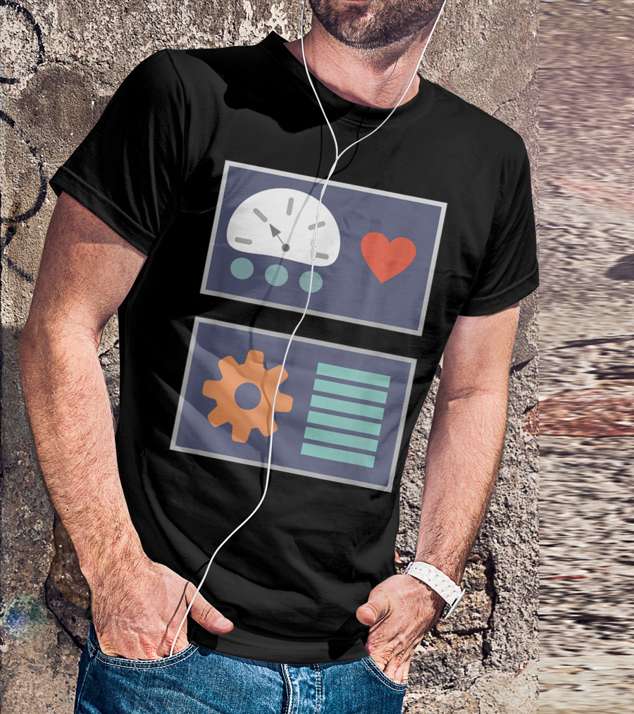 Robot Heart And Gear Dashboard Halloween Costume Dress Up T-Shirt