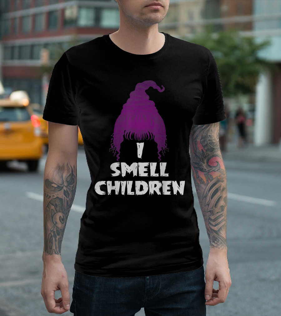 Purple Witch Hat with I Smell Children Phrase T-Shirt