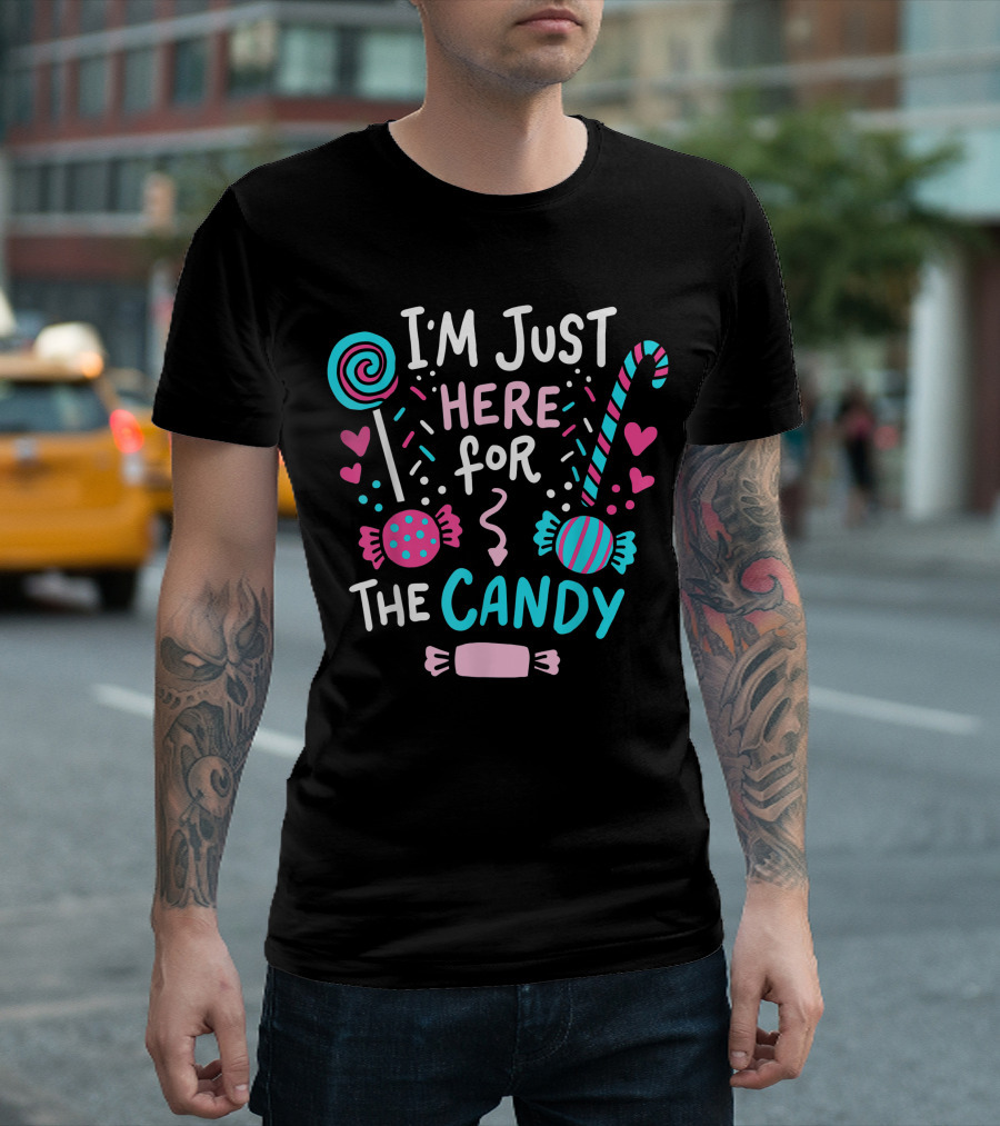 I'm Just Here For The Candy Lollipop Candy Cane Halloween T-Shirt