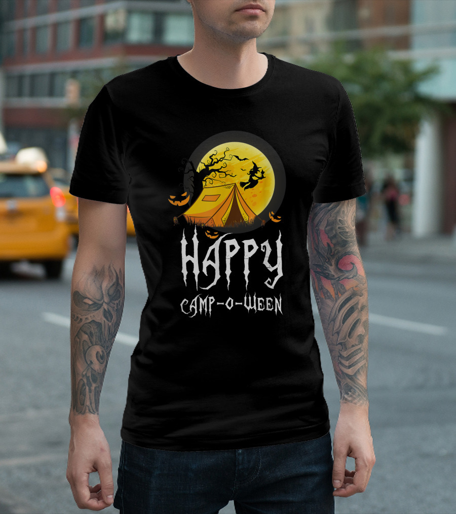 Happy Camp-O-Ween Witch Pumpkin Tent Halloween Camping T-Shirt