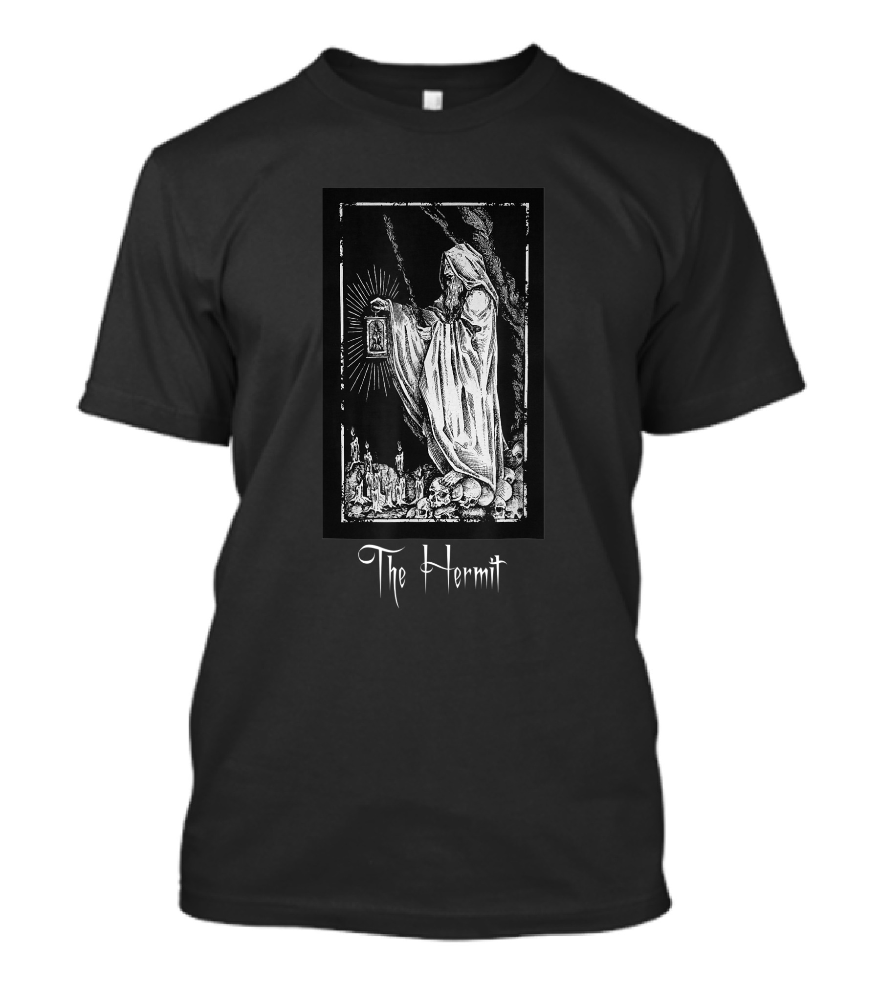 The Hermit Tarot Card Grim Reaper Gothic Halloween Goth T-Shirt