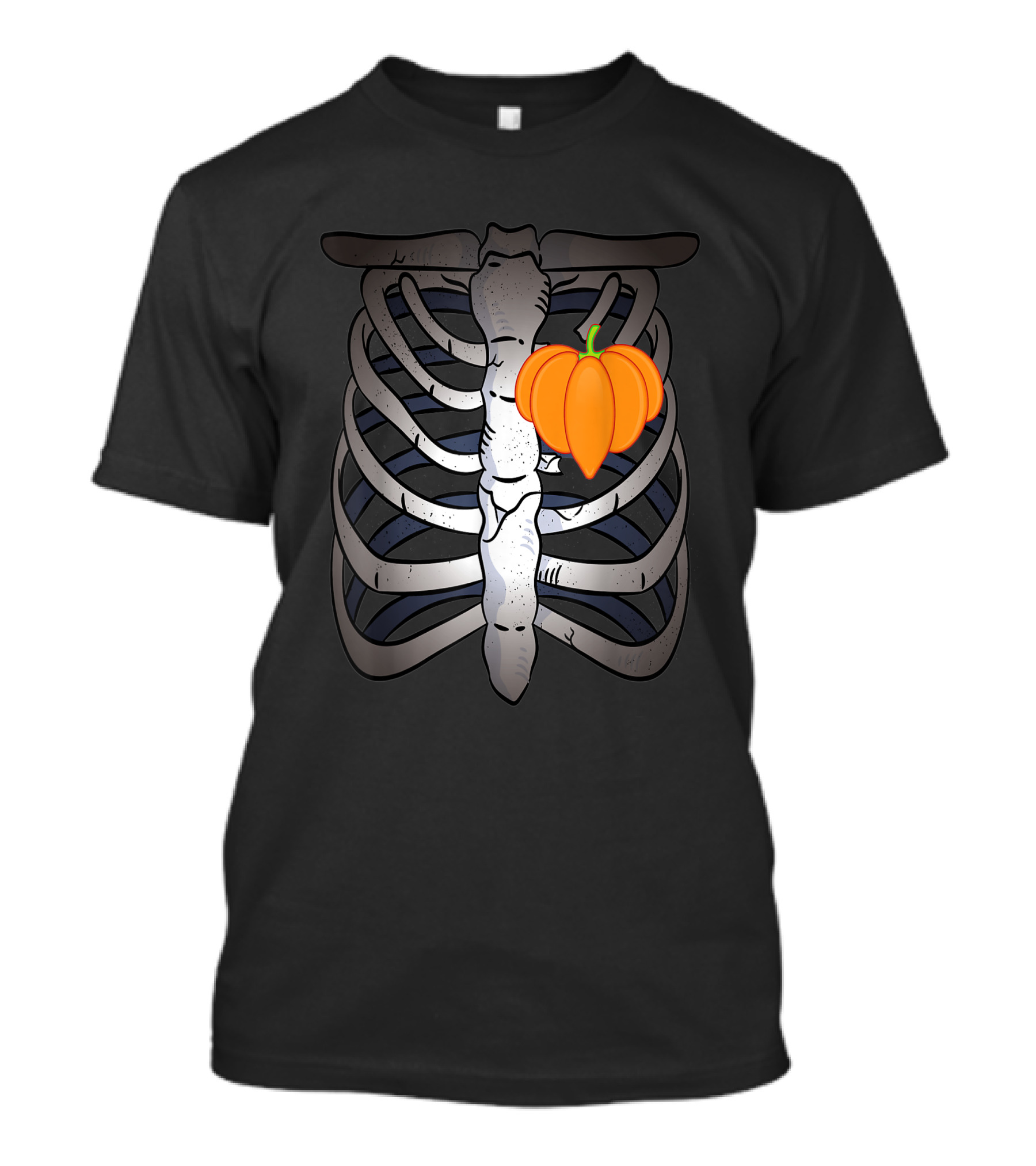 Cute Pumpkin Rib Cage X Ray Skeleton T-Shirt