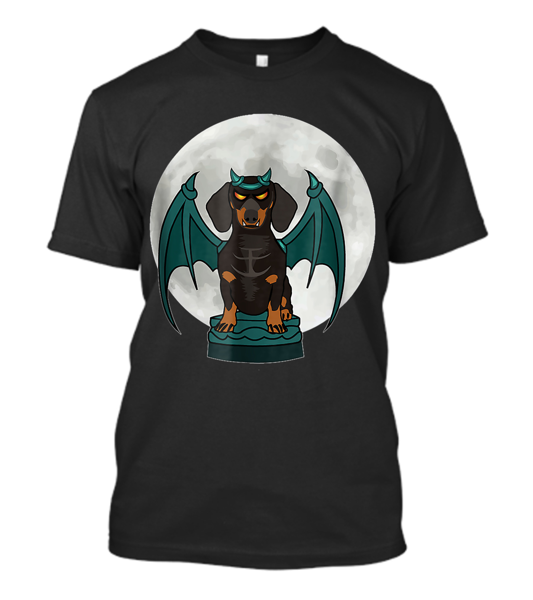Gargoyle Dachshund Moonlight Wings T-Shirt