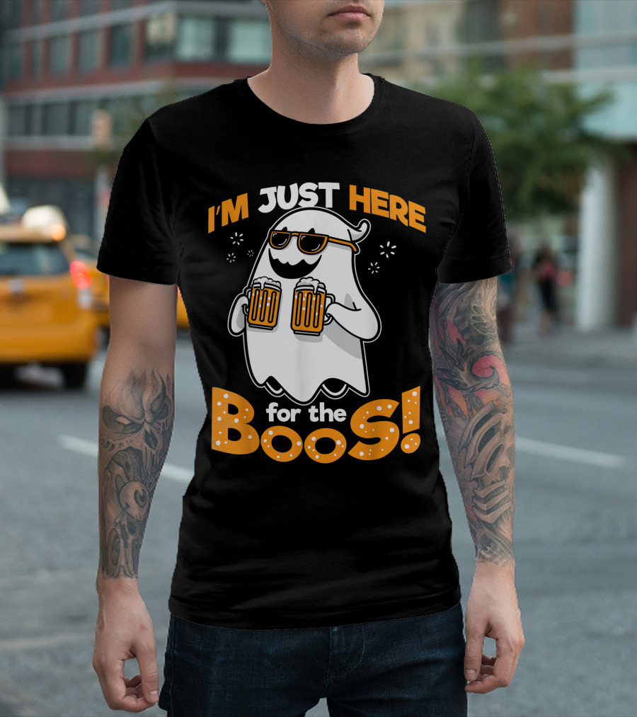 I'm Just Here for the Boos Halloween Ghost Funny Beer Costume Idea T-Shirt