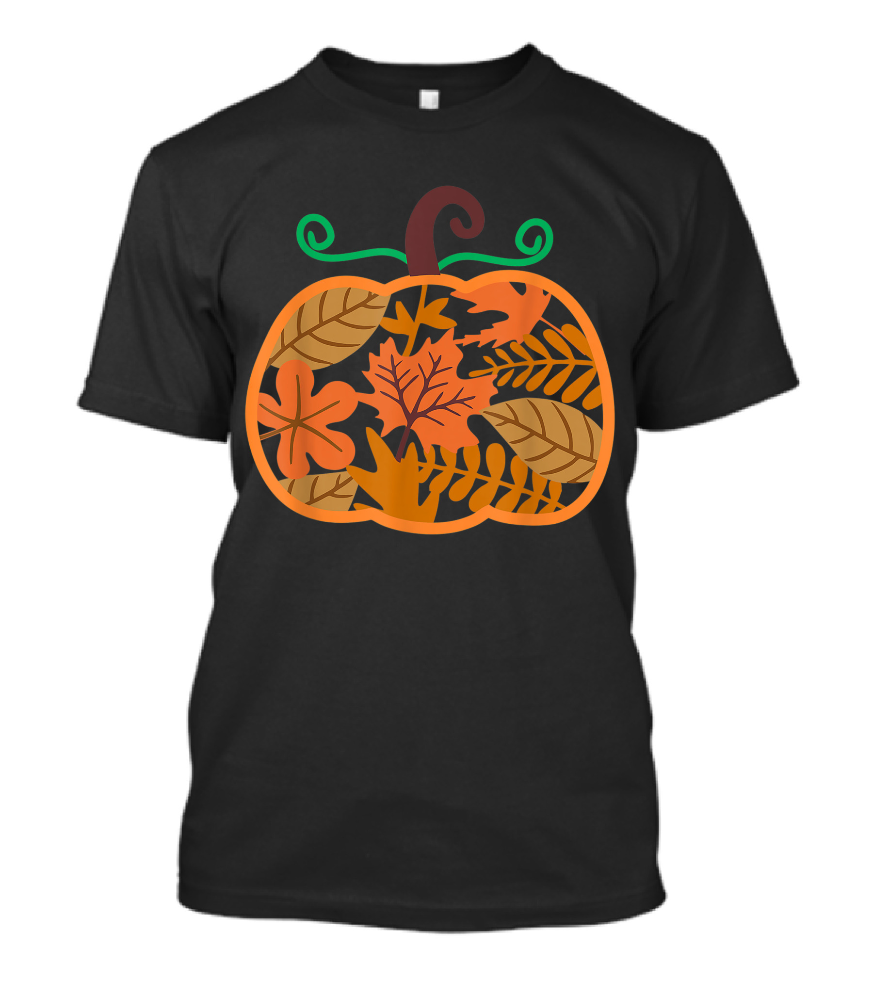 Fall Floral Pumpkin Autumn Leaves Halloween Cute Harvest T-Shirt