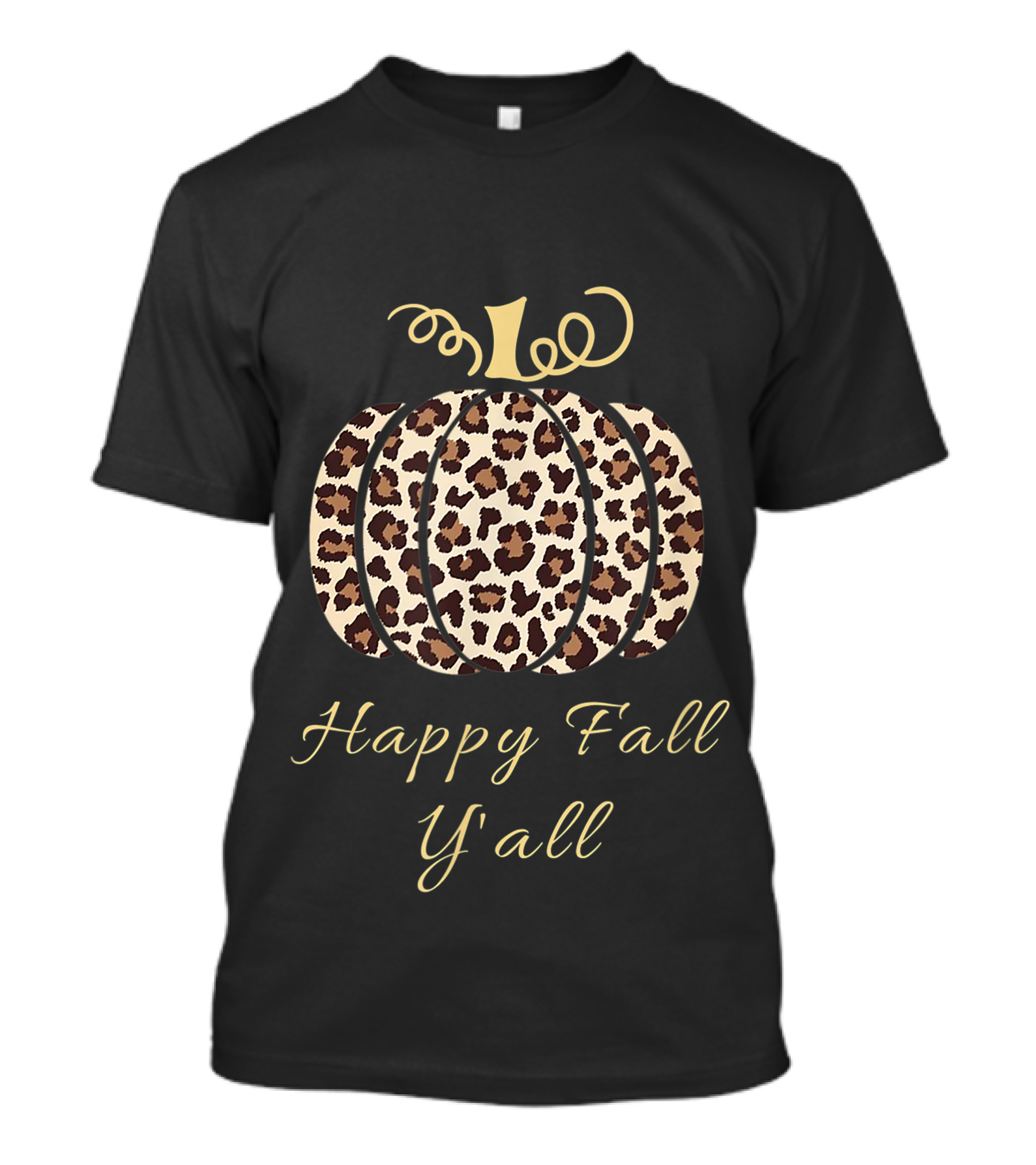 Happy Fall Y'All Leopard Print Pumpkin Autumn T-Shirt